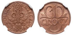 1 Grosh Segunda República Polaca (1918 - 1939) Cobre 