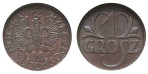1 Grosh Zweite Polnische Republik (1918 - 1939) Kupfer 