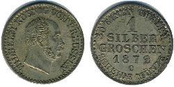 1 Grosh Kingdom of Prussia (1701-1918) Silver Wilhelm I, German Emperor (1797-1888)