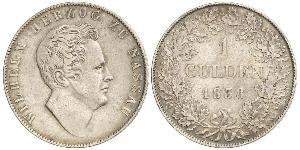 1 Gulden Duché de Nassau (1806 - 1866) Argent Guillaume de Nassau (1792-1839)