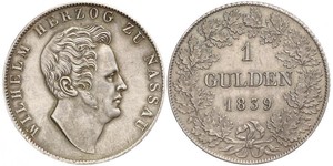 1 Gulden Duché de Nassau (1806 - 1866) Argent Guillaume de Nassau (1792-1839)