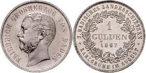 1 Gulden Grand-duché de Bade (1806-1918) Argent Frédéric Ier de Bade (1826-1907) (1826 - 1907)