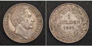 1 Gulden Royaume de Bavière (1806 - 1918) Argent Maximilien II de Bavière(1811 - 1864)