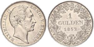1 Gulden Royaume de Bavière (1806 - 1918) Argent Maximilien II de Bavière(1811 - 1864)