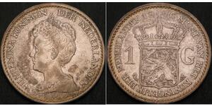 1 Gulden Royaume des Pays-Bas (1815 - ) Argent Wilhelmine (reine des Pays-Bas)(1880 - 1962)