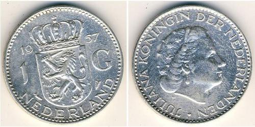 1 Gulden Royaume des Pays-Bas (1815 - ) Argent Wilhelmine (reine des Pays-Bas)(1880 - 1962) / Juliana of the Netherlands (1909 – 2004)