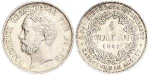 1 Gulden Grand Duchy of Baden (1806-1918) Argento Federico I di Baden (1826 - 1907)