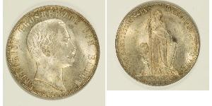 1 Gulden Grand Duchy of Baden (1806-1918) Argento Federico I di Baden (1826 - 1907)