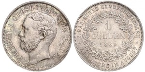 1 Gulden Grand Duchy of Baden (1806-1918) Argento Federico I di Baden (1826 - 1907)