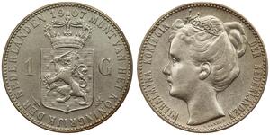1 Gulden Regno dei Paesi Bassi (1815 - ) Argento Guglielmina dei Paesi Bassi(1880 - 1962)