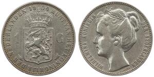 1 Gulden Regno dei Paesi Bassi (1815 - ) Argento Guglielmina dei Paesi Bassi(1880 - 1962)