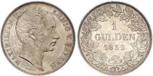 1 Gulden Regno di Baviera (1806 - 1918) Argento Massimiliano II di Baviera(1811 - 1864)