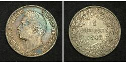 1 Gulden Regno di Württemberg (1806-1918) Argento Guglielmo I di Württemberg