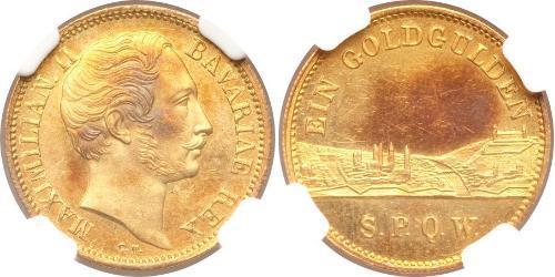 1 Gulden Royaume de Bavière (1806 - 1918) Or Maximilien II de Bavière(1811 - 1864)