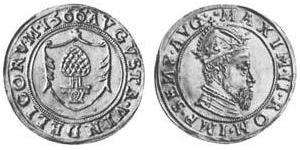 1 Gulden Augsburgo (1276 - 1803) Oro Maximiliano II de Habsburgo(1527- 1576)