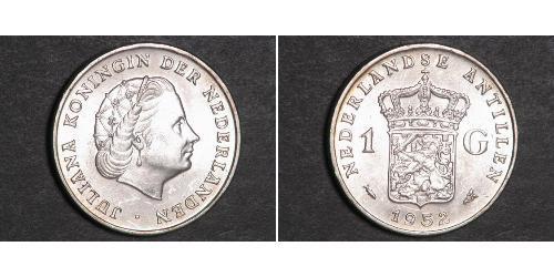 1 Gulden Antillas Neerlandesas (1954 – 2010) Plata Juliana of the Netherlands (1909 – 2004)