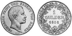 1 Gulden Gran Ducado de Baden (1806-1918) Plata Federico I de Baden (1826 - 1907)