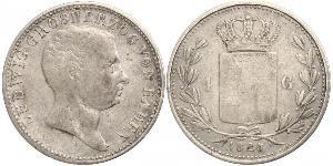 1 Gulden Gran Ducado de Baden (1806-1918) Plata Luis I de Baden(1763 - 1830)