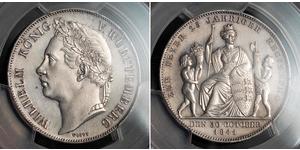 1 Gulden Reino de Wurtemberg (1806-1918) Plata Guillermo I de Wurtemberg