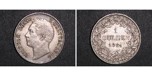 1 Gulden Reino de Wurtemberg (1806-1918) Plata Guillermo I de Wurtemberg