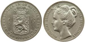 1 Gulden Reino de los Países Bajos (1815 - ) Plata Guillermina de los Países Bajos(1880 - 1962)