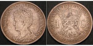 1 Gulden Reino de los Países Bajos (1815 - ) Plata Guillermina de los Países Bajos(1880 - 1962)