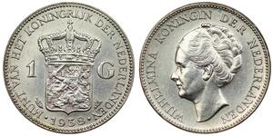 1 Gulden Reino de los Países Bajos (1815 - ) Plata Guillermina de los Países Bajos(1880 - 1962)