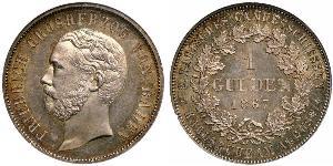 1 Gulden Grand Duchy of Baden (1806-1918) Silber Friedrich I. (Baden, Großherzog) (1826 - 1907)