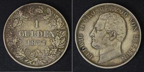 1 Gulden Großherzogtum Hessen (1806 - 1918) Silber 