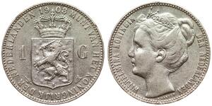1 Gulden Königreich der Niederlande (1815 - ) Silber Wilhelmina (Niederlande)(1880 - 1962)