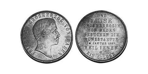 1 Gulden Grand Duchy of Baden (1806-1918) Silver Frederick I, Grand Duke of Baden (1826 - 1907)