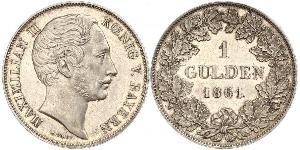 1 Gulden Kingdom of Bavaria (1806 - 1918) Silver Maximilian II of Bavaria (1811 - 1864)