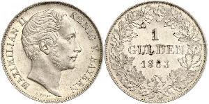 1 Gulden Kingdom of Bavaria (1806 - 1918) Silver Maximilian II of Bavaria (1811 - 1864)