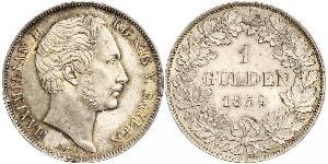 1 Gulden Kingdom of Bavaria (1806 - 1918) Silver Maximilian II of Bavaria (1811 - 1864)