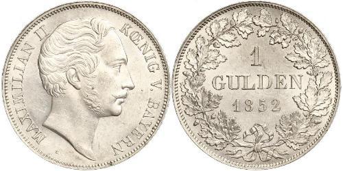 1 Gulden Kingdom of Bavaria (1806 - 1918) Silver Maximilian II of Bavaria (1811 - 1864)