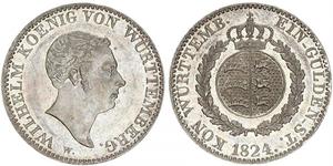 1 Gulden Kingdom of Württemberg (1806-1918) Silver William I of Württemberg