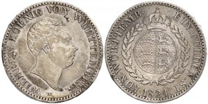 1 Gulden Kingdom of Württemberg (1806-1918) Silver William I of Württemberg
