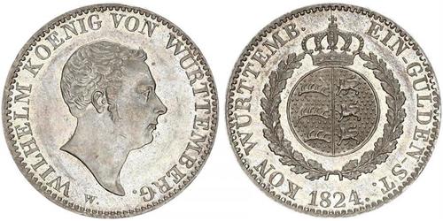 1 Gulden Kingdom of Württemberg (1806-1918) Silver William I of Württemberg