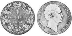 1 Gulden 巴伐利亞王國 (1806 - 1918) 銀 路德维希二世 (巴伐利亚)