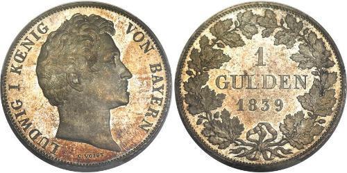 1 Gulden 巴伐利亞王國 (1806 - 1918) 銀 路德维希一世 (巴伐利亚)