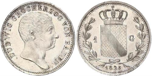 1 Gulden 巴登大公國 (1806 - 1918) 銀 路德维希一世 (巴登)