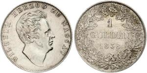 1 Gulden 拿骚公国 (1806 - 1866) 銀 威廉 (拿騷公爵)