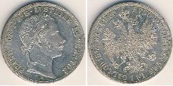 1 Gulden / 1 Florin Kaisertum Österreich (1804-1867) Silber Franz Joseph I (1830 - 1916)