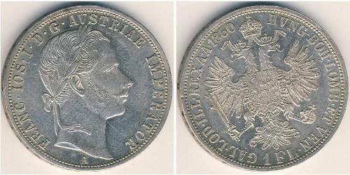 1 Gulden / 1 Florin Kaisertum Österreich (1804-1867) Silber Franz Joseph I (1830 - 1916)