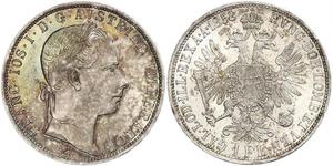 1 Gulden / 1 Florin Austrian Empire (1804-1867) Silver Franz Joseph I (1830 - 1916)
