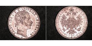 1 Gulden / 1 Florin 奧地利帝國 (1804 - 1867) 銀 弗朗茨·约瑟夫一世 (1830 - 1916)