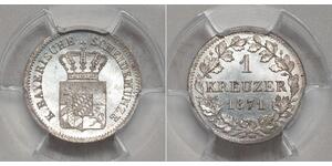 1 Kreuzer Royaume de Bavière (1806 - 1918) Argent Louis II de Bavière (1845-1886)(1845 – 1886)