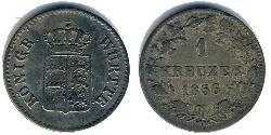 1 Kreuzer Regno di Württemberg (1806-1918) Argento 