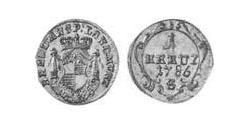 1 Kreuzer Principato di Ansbach (1398–1792) Biglione Argento Cristiano Federico di Brandeburgo-Ansbach(1736 – 1806)