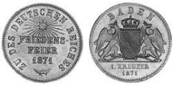 1 Kreuzer Gran Ducado de Baden (1806-1918) Cobre Federico I de Baden (1826 - 1907)